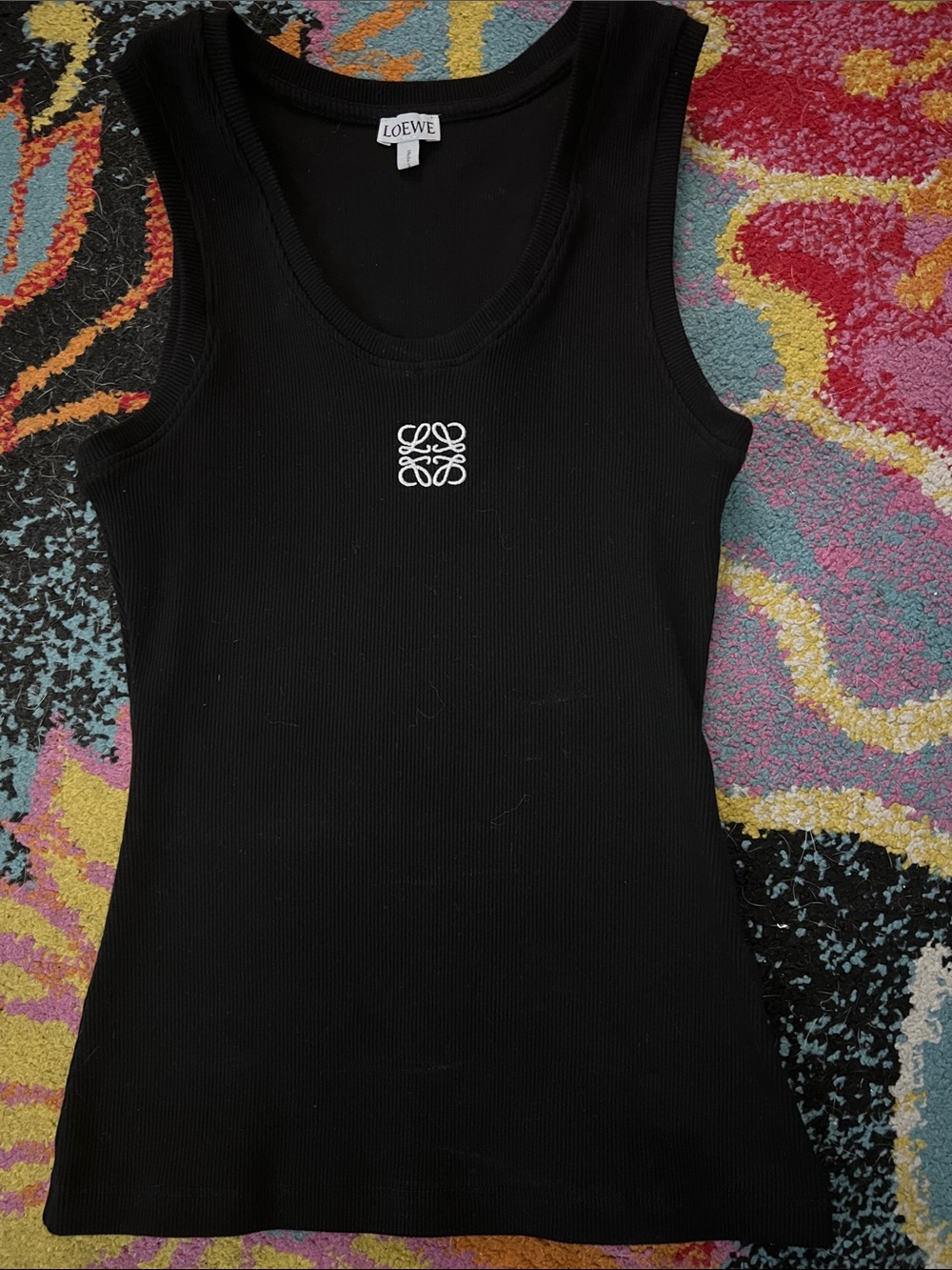 LOEWE Anagram Ribbed Cotton Tank Top Women’s Small